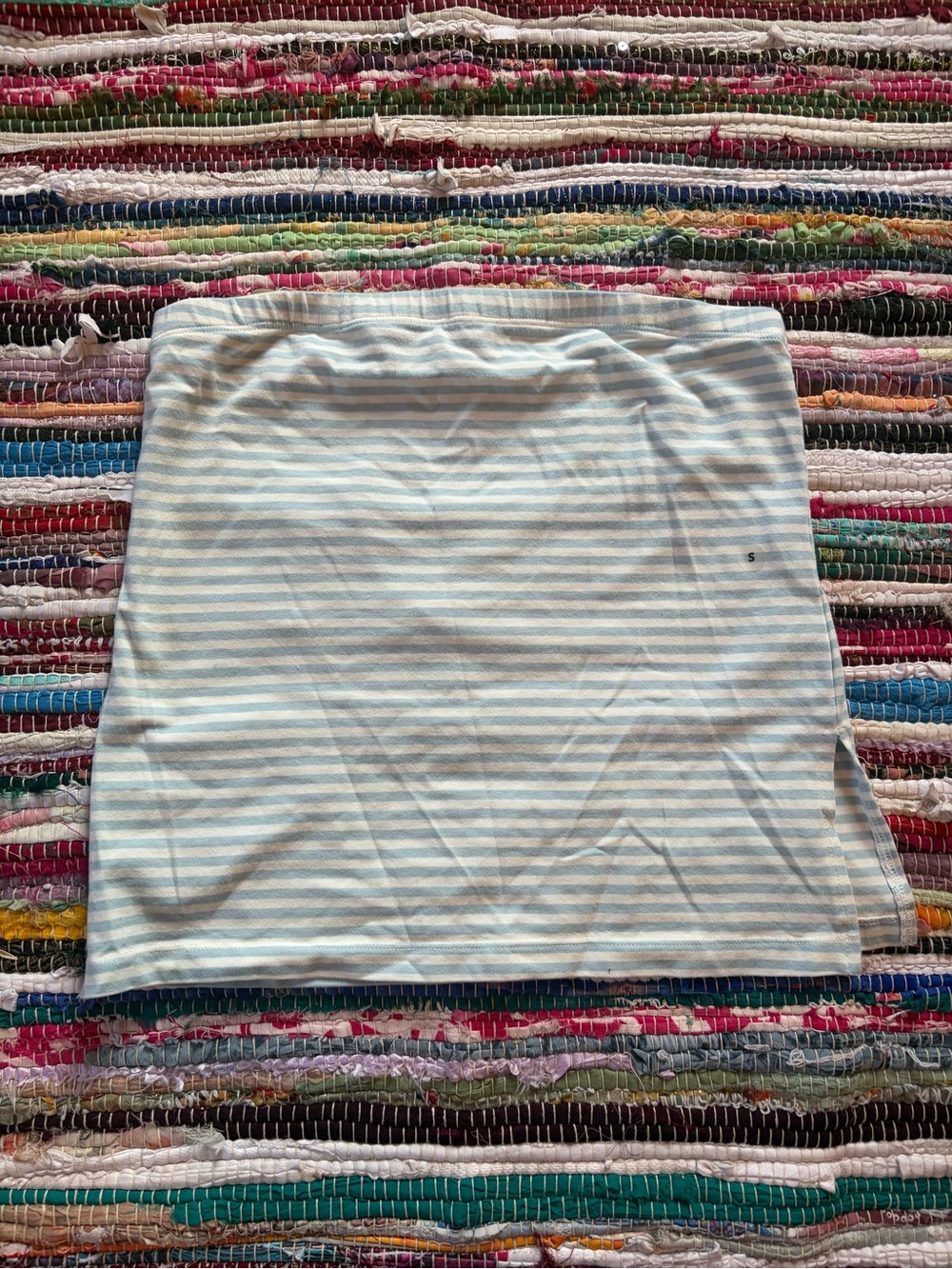 American Eagle Outfitters Light Blue and White Striped Mini Skirt